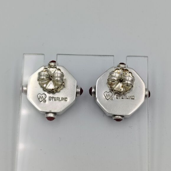 Mars & Valentine Echo Of The Dreamer Sterling 925 Gemstone Two Tone Earrings - Picture 11 of 16